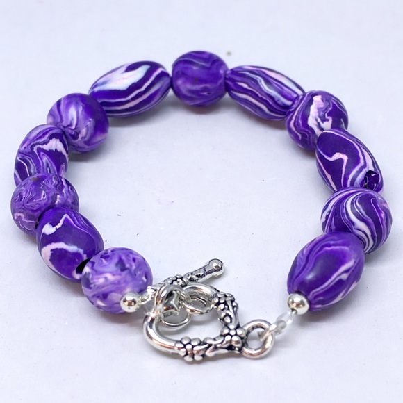 Unique Handmade Polymer Clay Bead Bracelet - Picture 12 of 14